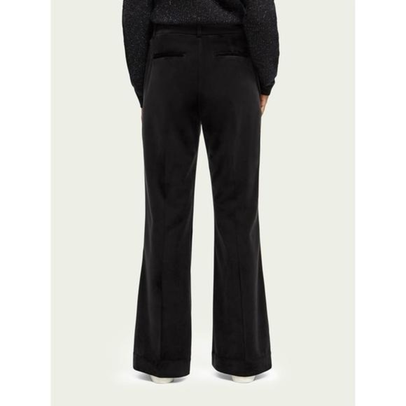 Sale!! 🤩🤩🤩NWT SCOTCH & SODA Black Velvet high-rise flared  trousers 29/32 - Picture 4 of 10
